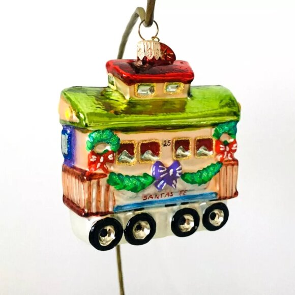 NEW Rare Christopher Radko NORTH POLE EXPRESS TRAIN CART Hand Made Glass Ornamet - Picture 3 of 8